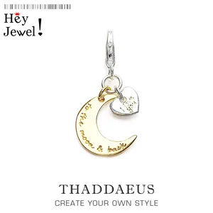 Подвески Луна и любовь-шармы в форме сердца для женщин, романтическое ювелирное изделие сделай сам из серебра 925 пробы, браслет, ожерелье, цепочка для телефона, брелок, подвеска