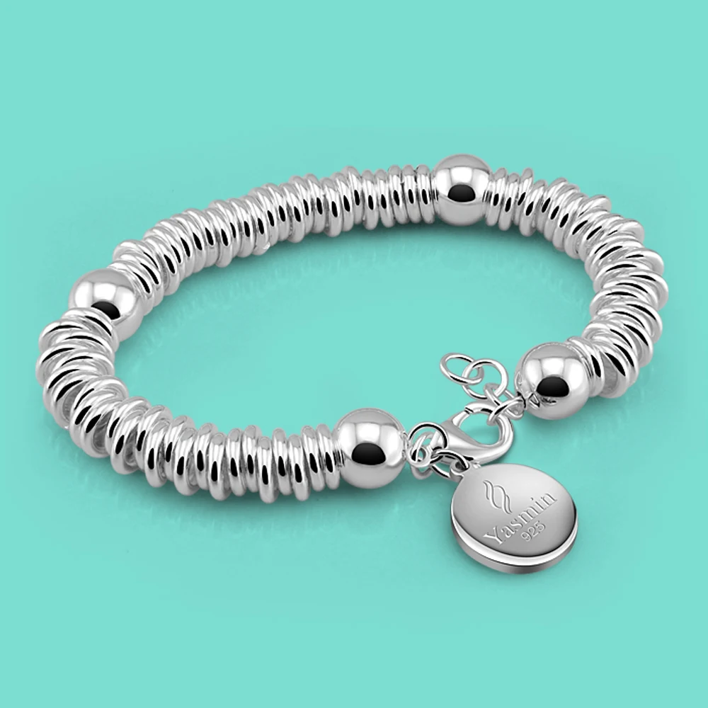 Классический женский оригинальный браслет из серебра 925 пробы круглый кулон в