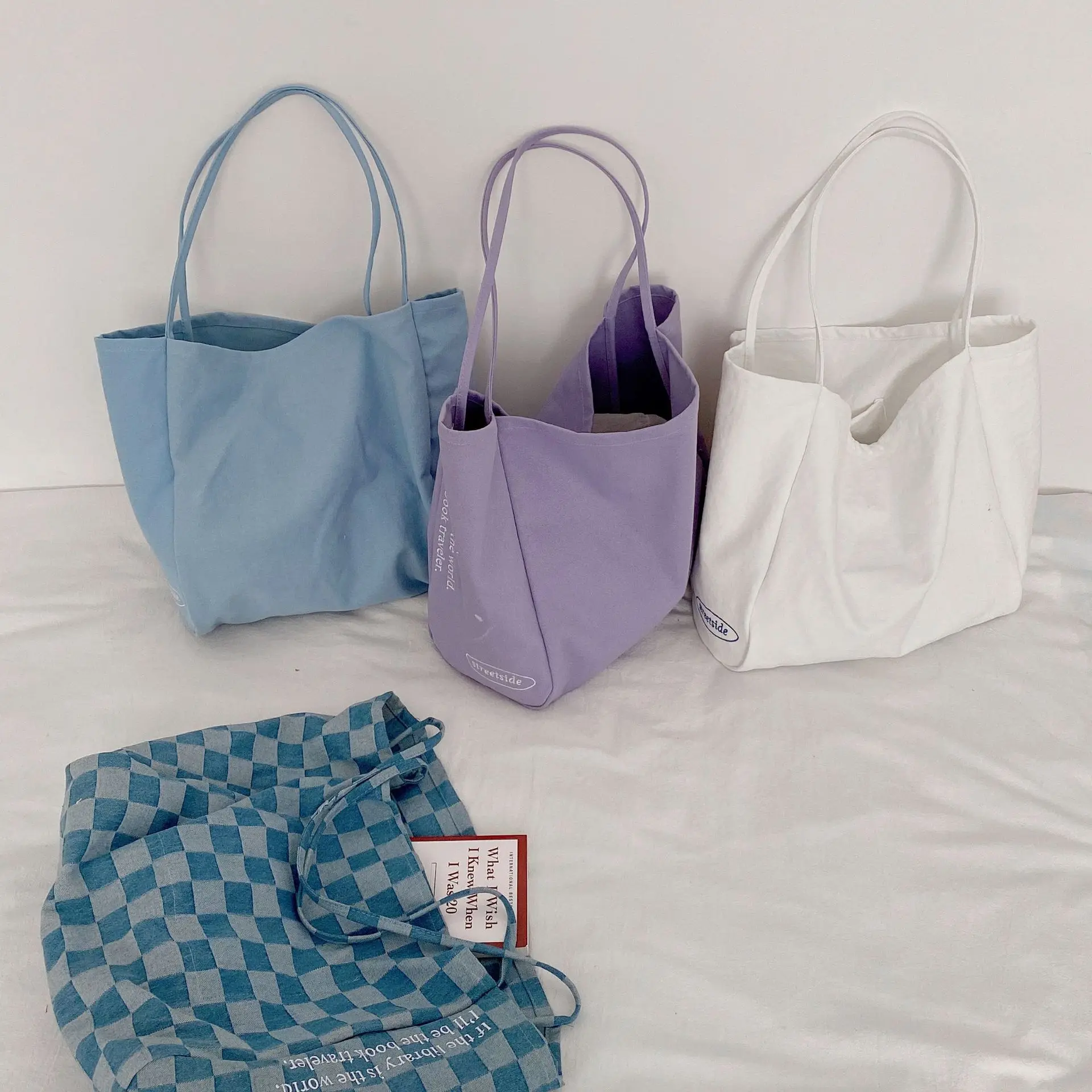 

Large capacity shoulder bag shopping bag simple canvas bag school bag women hand bags women 2021 bags satchels