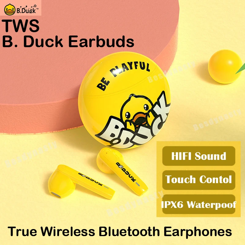 B.Duck TWS Wireless Hearphones Bluetooth Earphone Noise Cancelling Waterproof Headsets With Mic Handsfree HIFI Stereo Earbuds