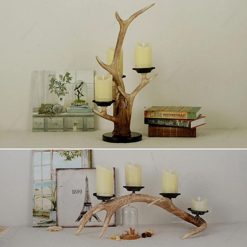 Винтаж рога подсвечник лампы для гостиной спальни настольная лампа Светодиодная