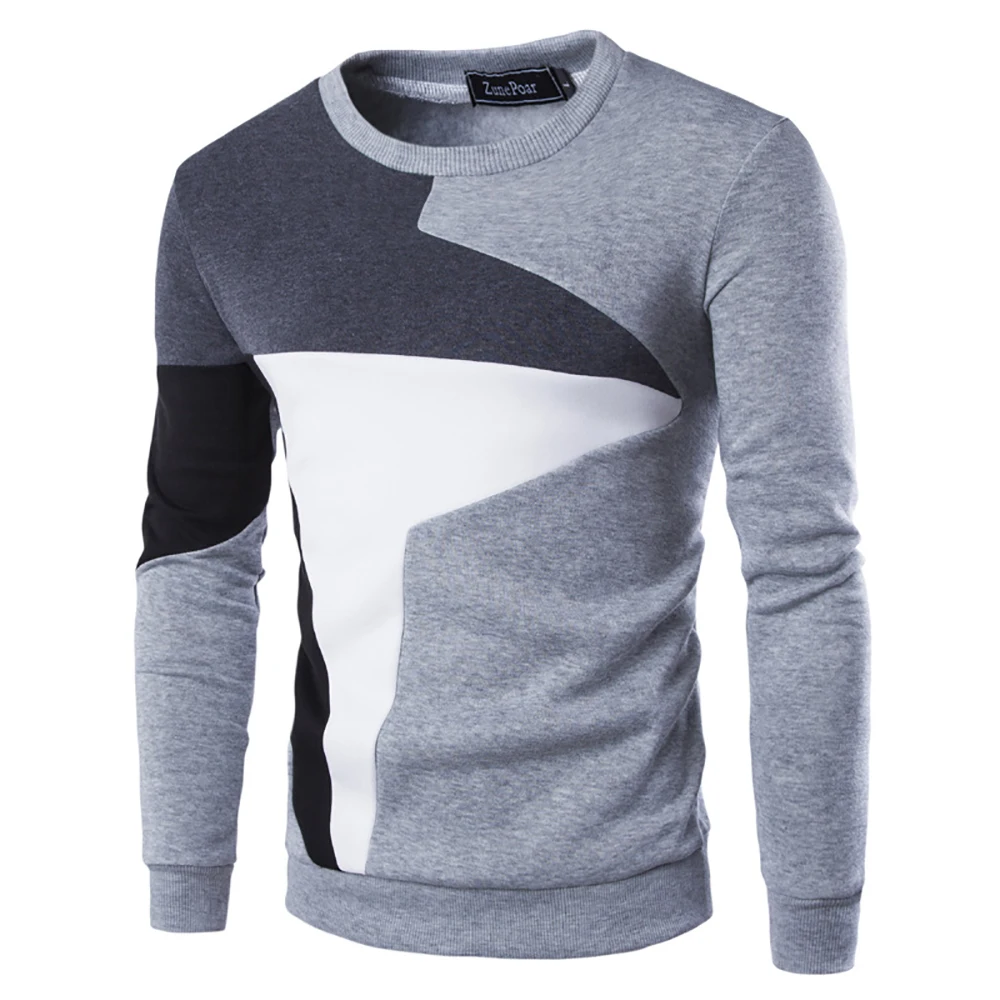 

Cofekate Fashion Sweatshirt Men Color Block Slim Fit Tops M-5XL O-neck Long Sleeve Casual Mens Clothing Streetwear Man