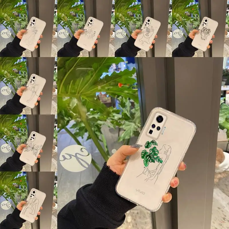 

Black line art Abstract Phone Case Transparent For VIVO NEX V Z Y X 17 15 11 9 6 5 3 1 i S MAX PRO X 20SE Soft TPU Mobile bags