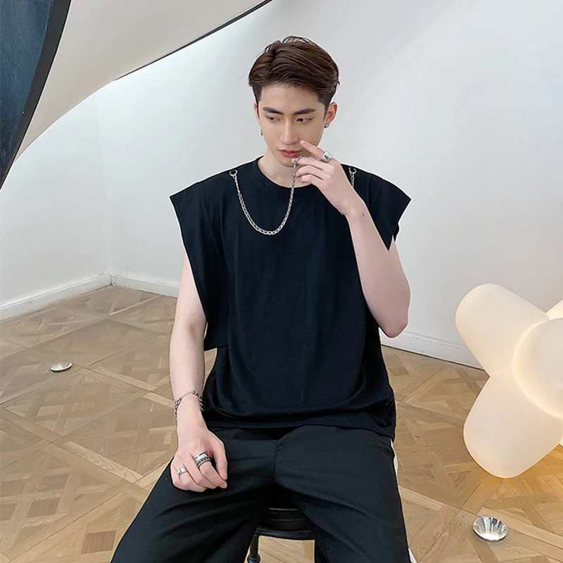 Жилет мужской с цепочкой в стиле хип хоп свободная футболка без рукавов из