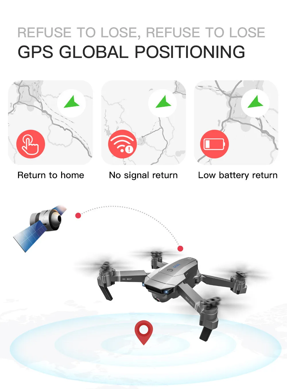 SG907 GPS Дрон с 1080P HD двойной камерой WIFI FPV RC Квадрокоптер складной детские игрушки #