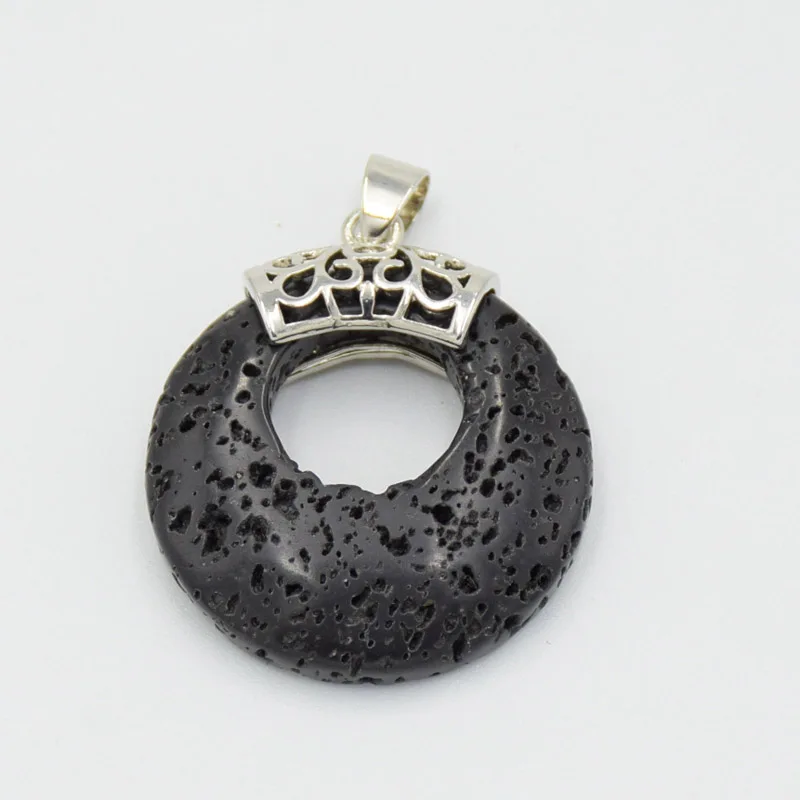 Volcanic rock 1 шт посеребренный натуральный камень тигровый глаз пурпурные аметисты круглые полые формы ретро кулон для ожерелья ювелирные изделия - Окраска металла: Volcanic rock
