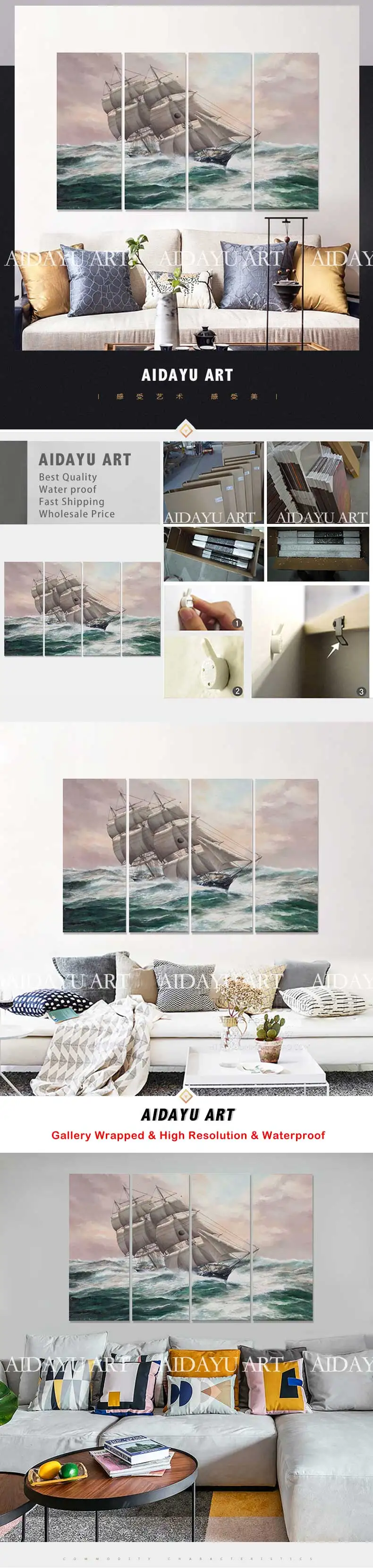 Обрамленная картина написанная в стиле модерн, печать на холсте Wall art Для Офис украшен растягивается готовы повесить