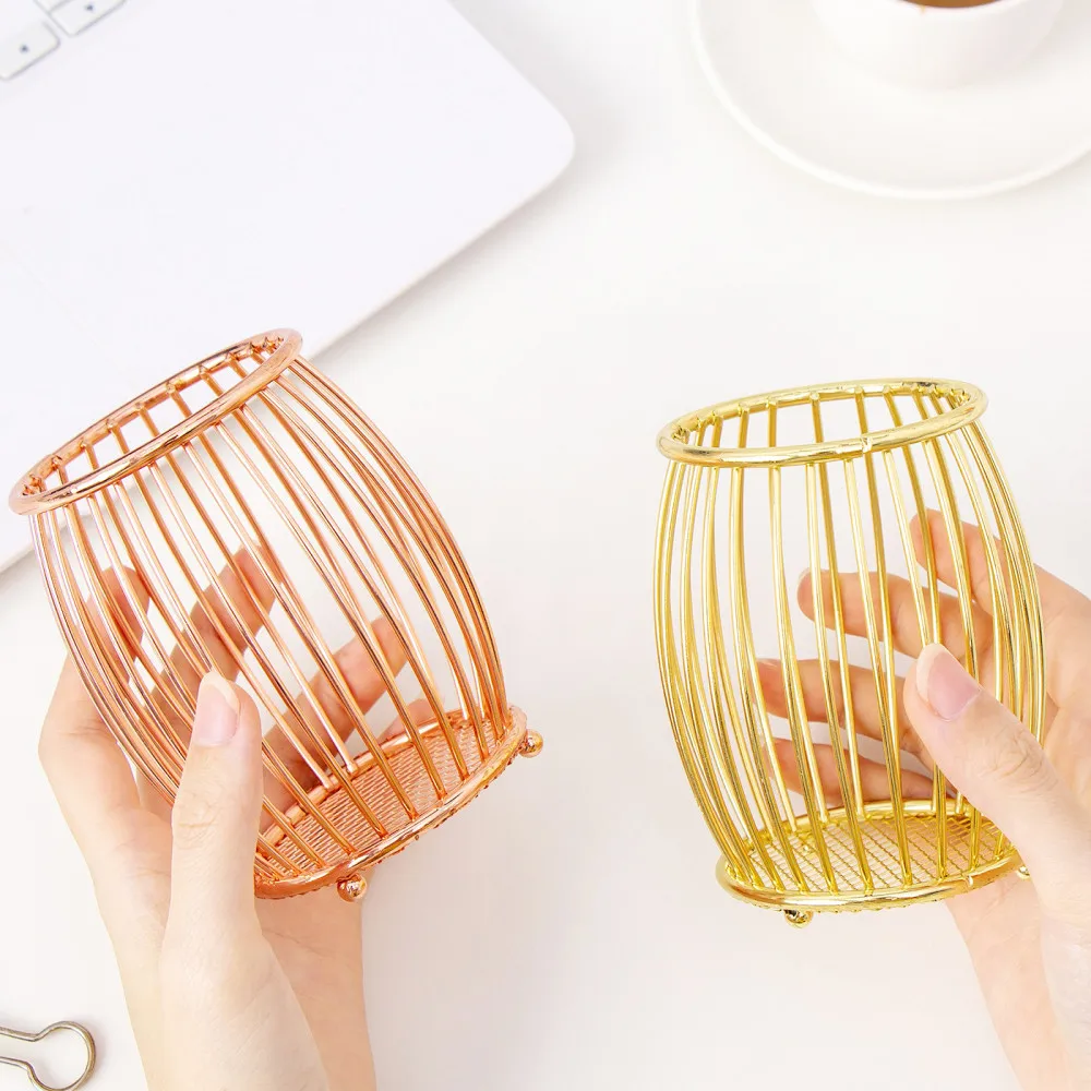 Металлический держатель для карандашей из розового золота подстаканник в форме