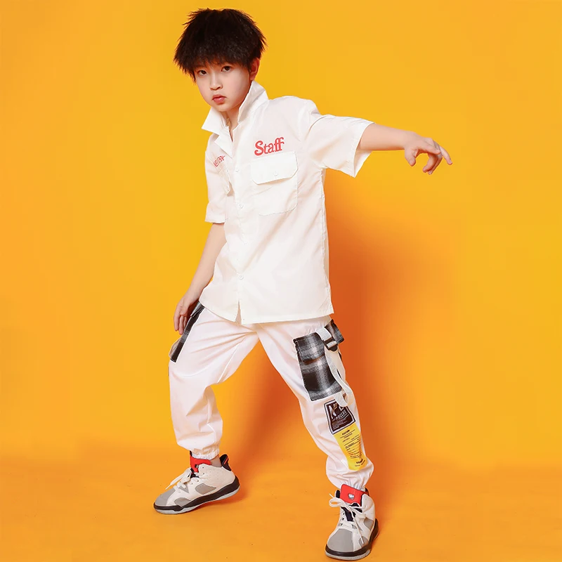 Детская одежда для фестиваля в стиле хип хоп белая футболка повседневные штаны