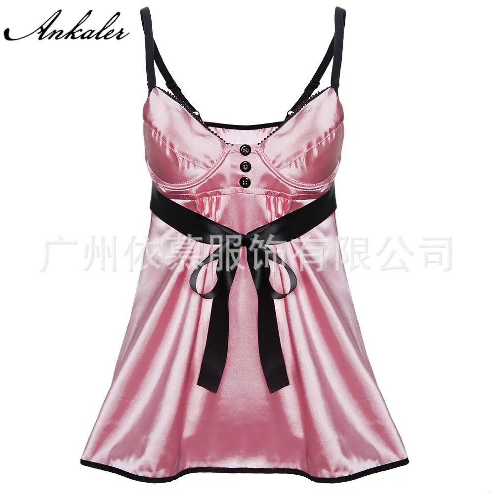 

Plus Size 2020 Newly Lingerie Large Sexy Underwear Sexy Sling Skirt Reflective Fabric Steel Ring Cup Sexy Nightdress Homewear