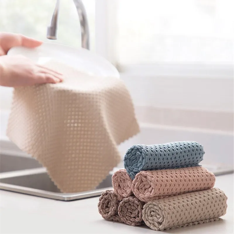 Rags Efficient Super Absorbent Microfiber Cleaning Cloth Home Washing Dish Anti-grease Wipping