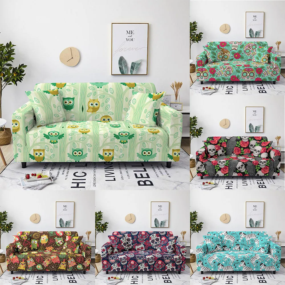 Чехол для дивана с принтом черепа эластичный чехол чехлы гостиной угловой диван