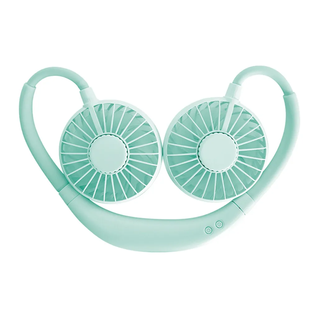 

Electric Fan USB LED Light Rechargeable Neckband Lazy Neck Hanging Style Dual Cooling Fan Little Hand Fans ventilateur portable