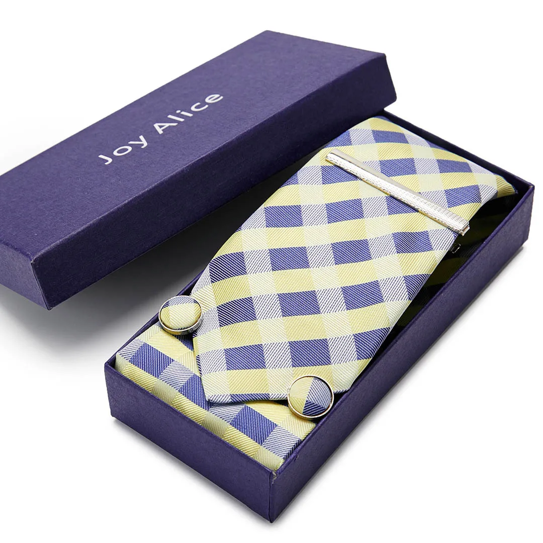 

2021 New Design Wedding Gift Silk 7.5 cm Tie Set Necktie Box Suit Accessories Men Green Solid Fit Business