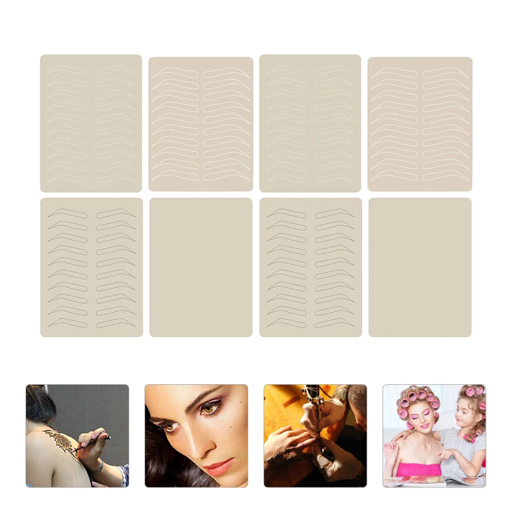 

8 Pcs Embroidered Practice Skin Semi-permanent Tattooed Imitation Leather