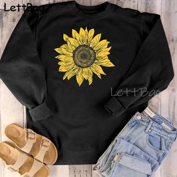 

Sunflower Gothic Korean Colors Sweatshirts Long Sleeve Crewneck Oversized Hoodie Women Autumn Winter Korean Pullover Sudaderas
