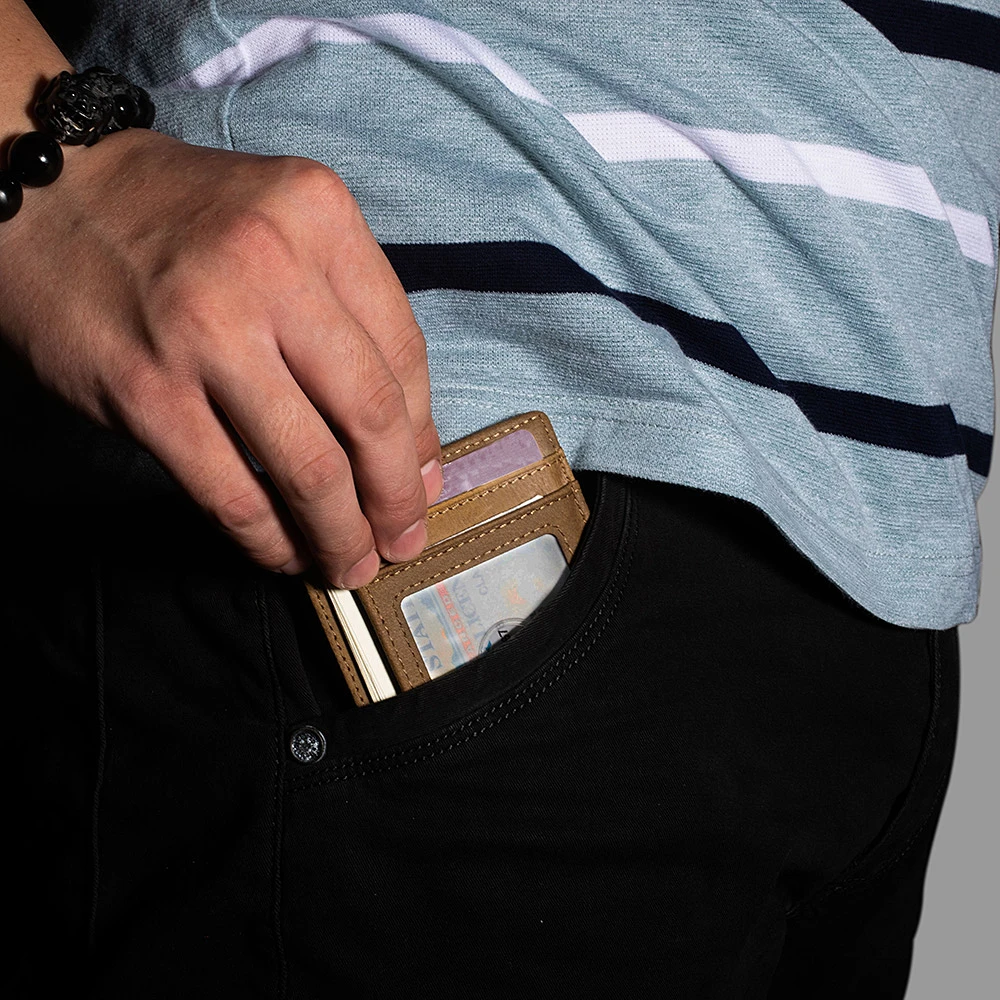 Супертонкий мягкий кошелек из натуральной кожи мини для кредитных карт