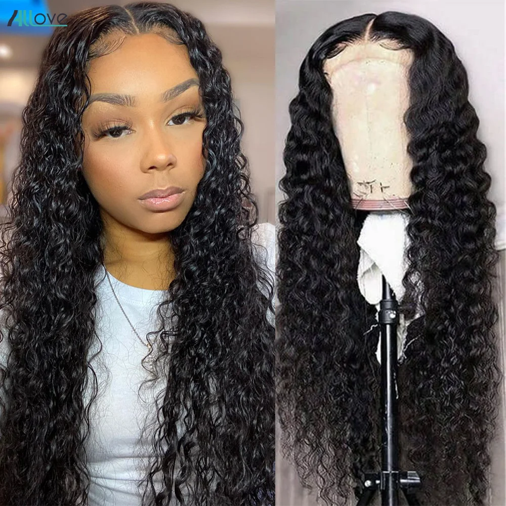 

Allove 4x4/5x5 Lace Closure Wig Deep Wave Transparent Lace Wigs Brazilian Wigs for Black Women 13X4 Lace Front Human Hair Wigs