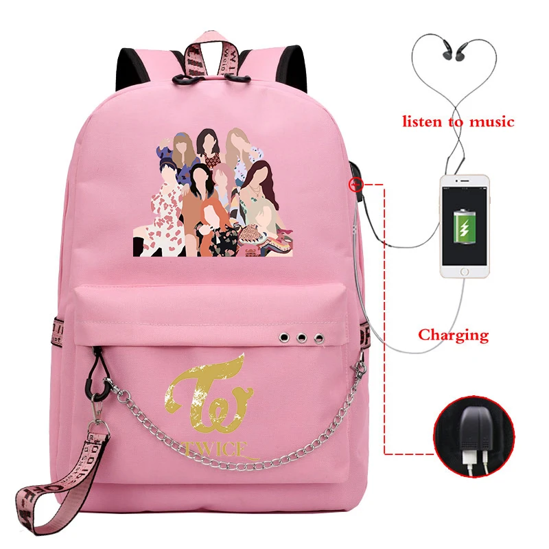 Kpop Twice MOMO School Bag Abstract Painting Bags For Girls Plecak 2020 MORE &amp New Album USB | Багаж и сумки