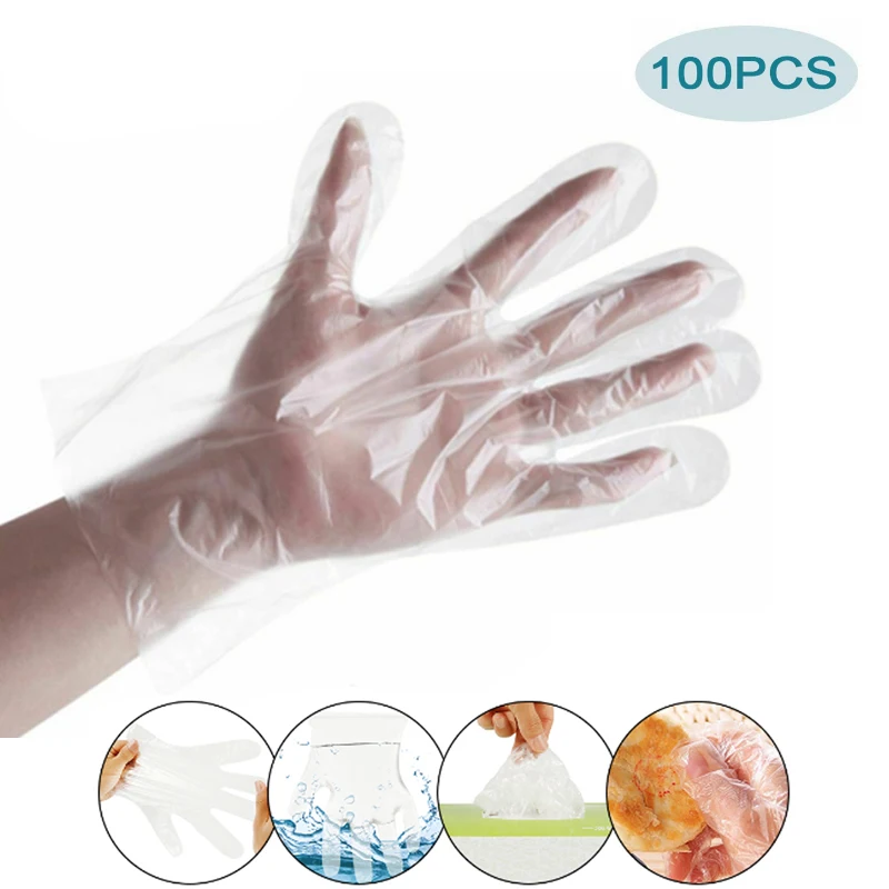 100 шт./кор. одноразовые перчатки PE латексные нитриловые для мытья посуды Кухня