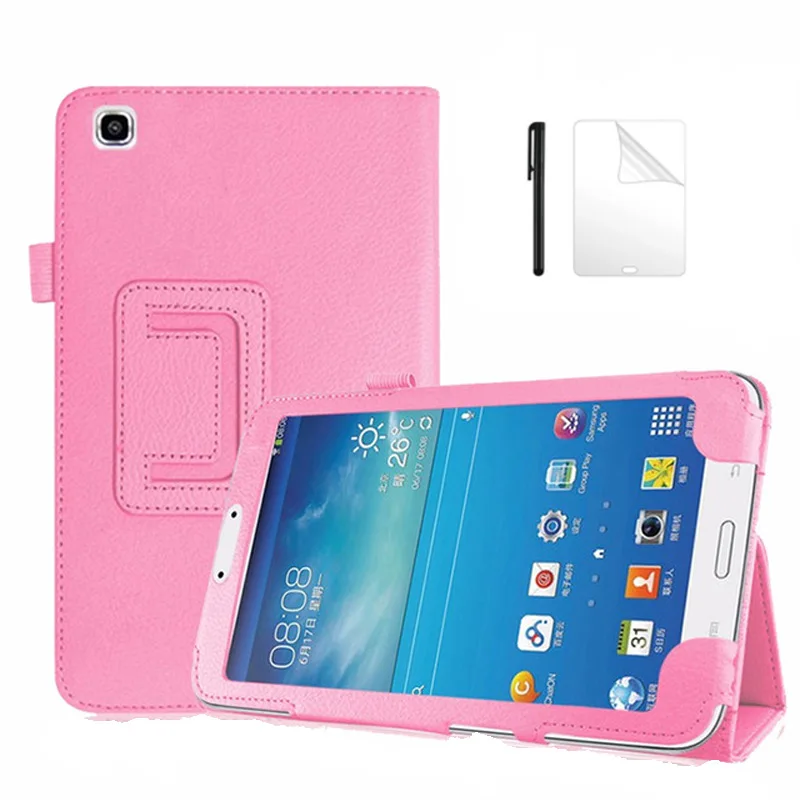 Чехол из искусственной кожи с узором Личи для Samsung Galaxy Tab 3 8 0 T310 T311|Чехлы планшетов