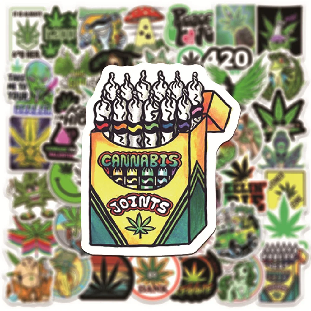 

10/30/50PCS New Leaves Weed Smoking Cool Stickers Waterproof notebook Luggage Suitcase Graffiti DIY Sticker kid toy