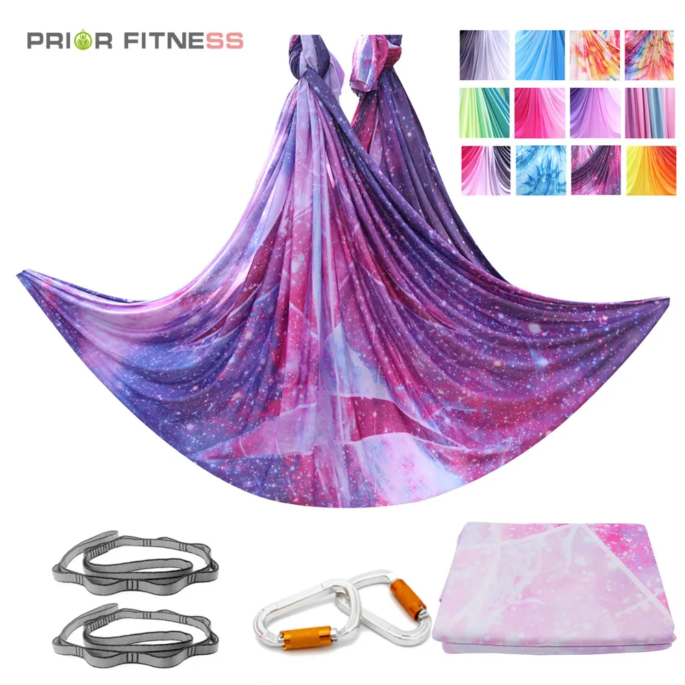 PRIOR FITNESS 7 meters yoga colorful hammock set aerial swing upside down traction device suitable for trapeze swing