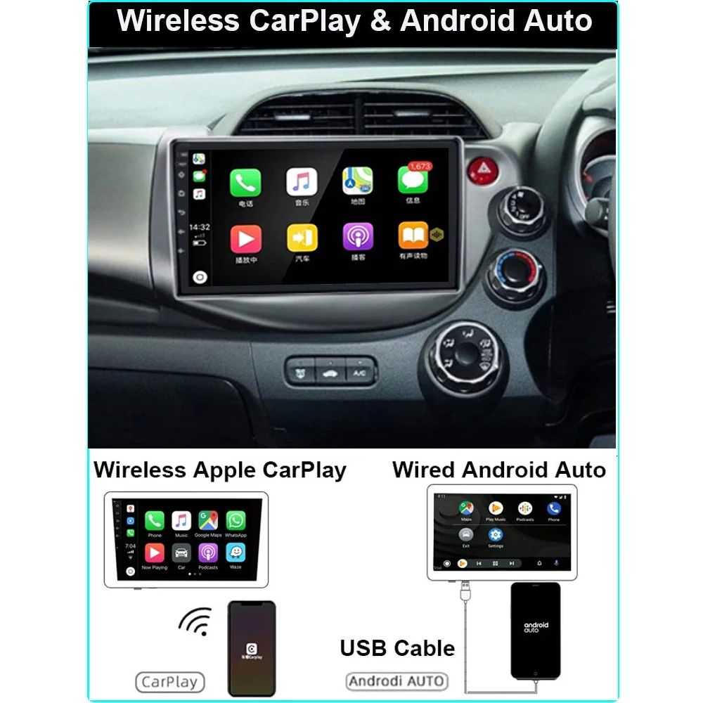 Автомобильный радиоприемник мультимедийный видеоплеер стерео GPS Android 11 Honda FIT JAZZ