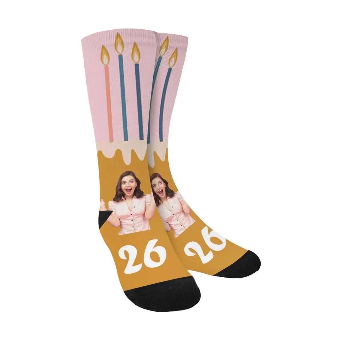 

Custom Photo&Age Candle Sublimated Crew Socks