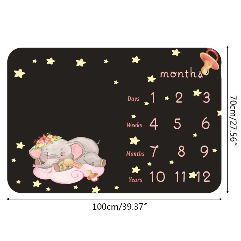 Manta de crecimiento mensual para beb&eacute;, mantas suaves para reci&eacute;n nacido, accesorios de fotograf&iacute;a, fondo creativo, regalos infantiles-4