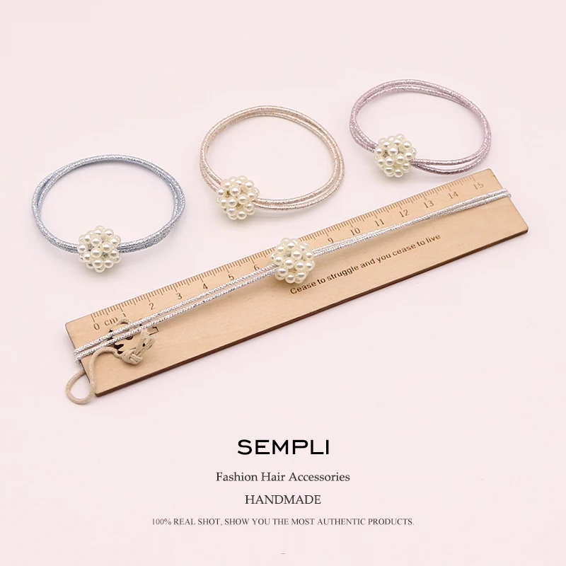 Резинка для волос Sempli милые эластичные ленты с жемчужинами ручной работы цветком