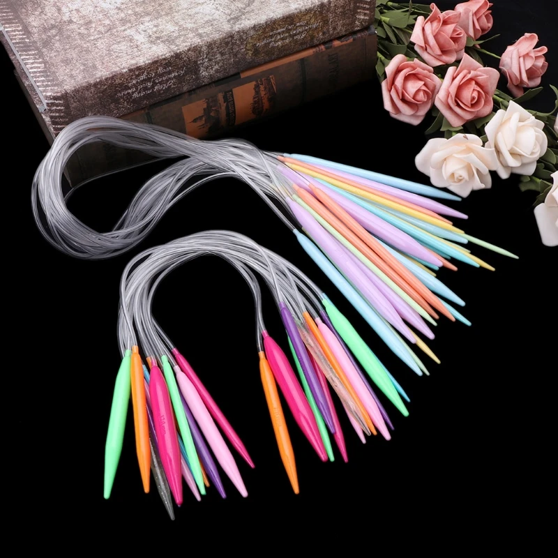12x Plastic Circular Knitting Needle Crochet Set Craft Multicolor Tube 40cm 80cm Smooth Surface 100% Brand New And High Quality | Дом и сад