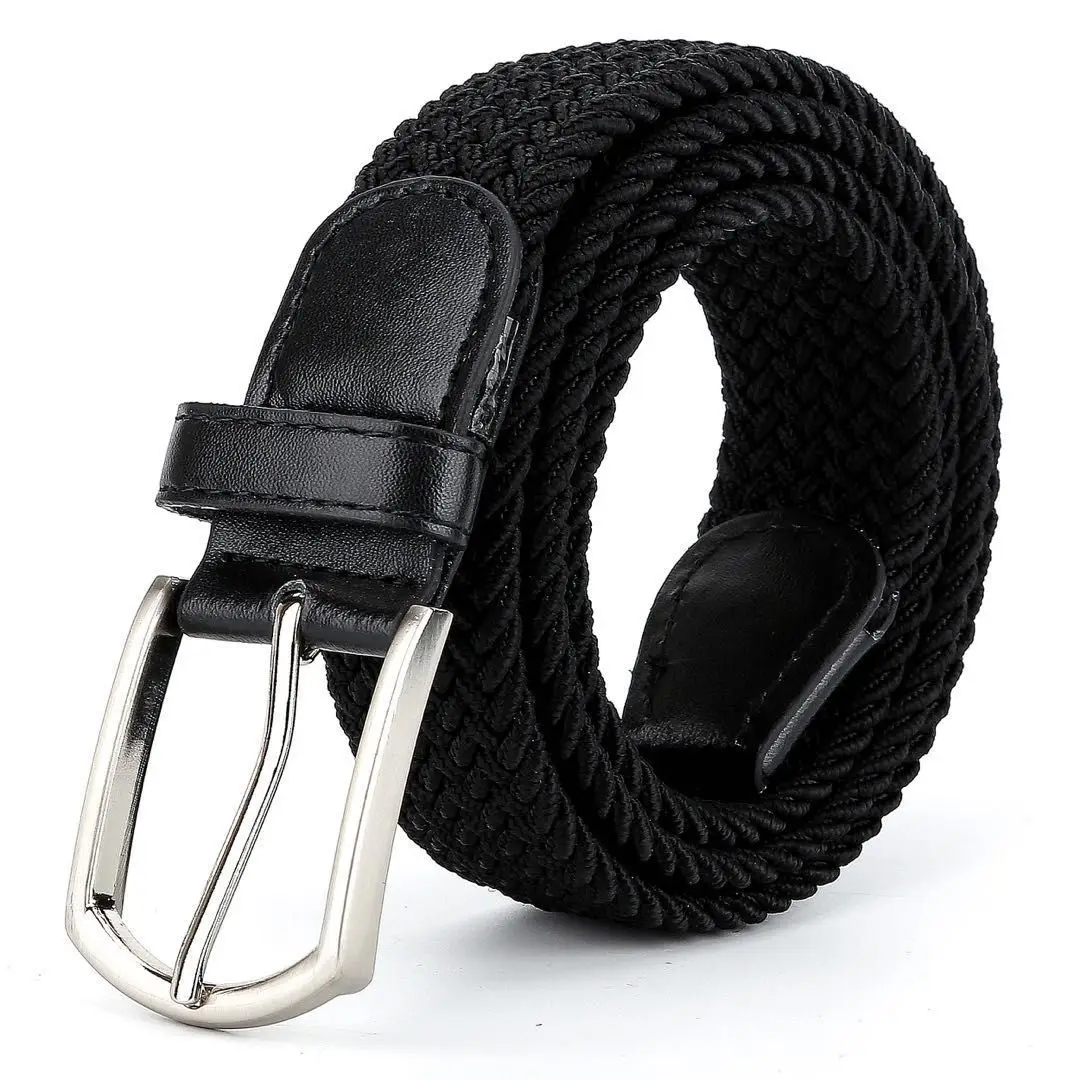 

New Men's Elastic Woven Belt Casual Women's Canvas Elastic Waistband Korean Style All-Match Pin Buckle Belt