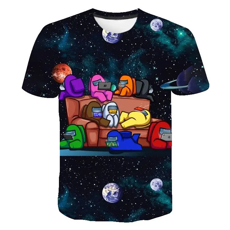 Летняя Повседневная футболка с коротким рукавом и 3D принтом Игра среди нас
