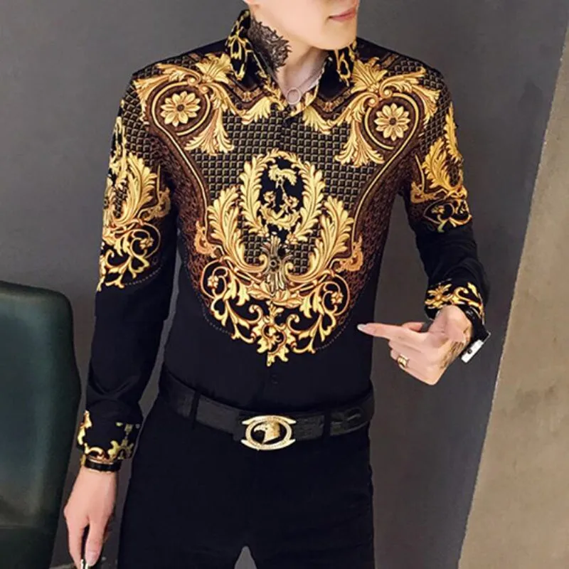 

Spring Men's Shirt For Men Clothing Male Blouse Autumn Hawaiian Long Sleeve Cardigan Blouses Button Up Luxury Man Wholesale 3XL