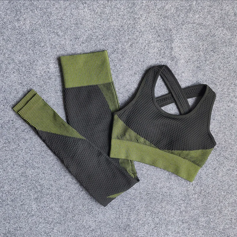 

Women Yoga Set Sleeveless Clothing Seamless Sportswear Fitness Crop Top Gym Leggings High Wiast Pant Workout Shirt Sport Suit