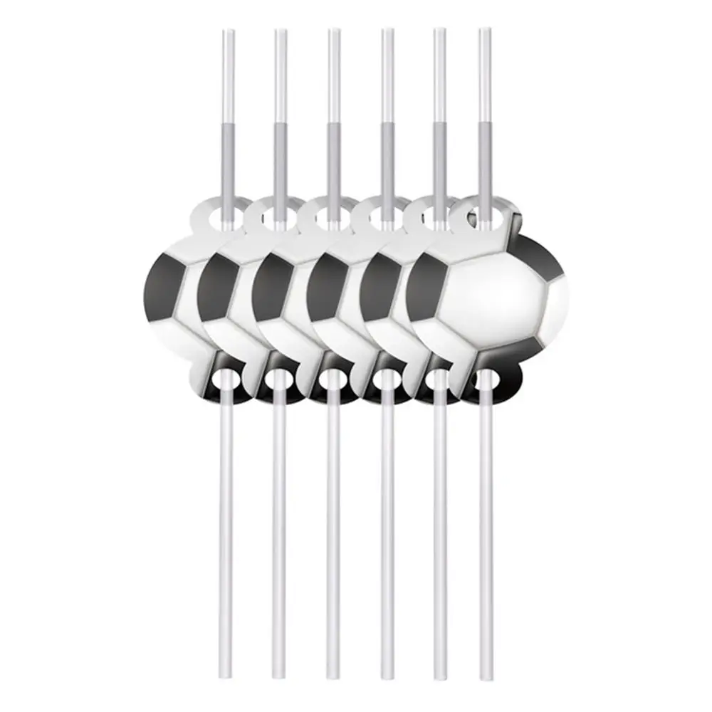 Straw 6pcs Новые белые футбольные столовые приборы для торжеств, вечерние украшения для мальчиков, вечерние товары для вечеринки, дня рожденья Вечерние - Цвет: Straw 6pcs
