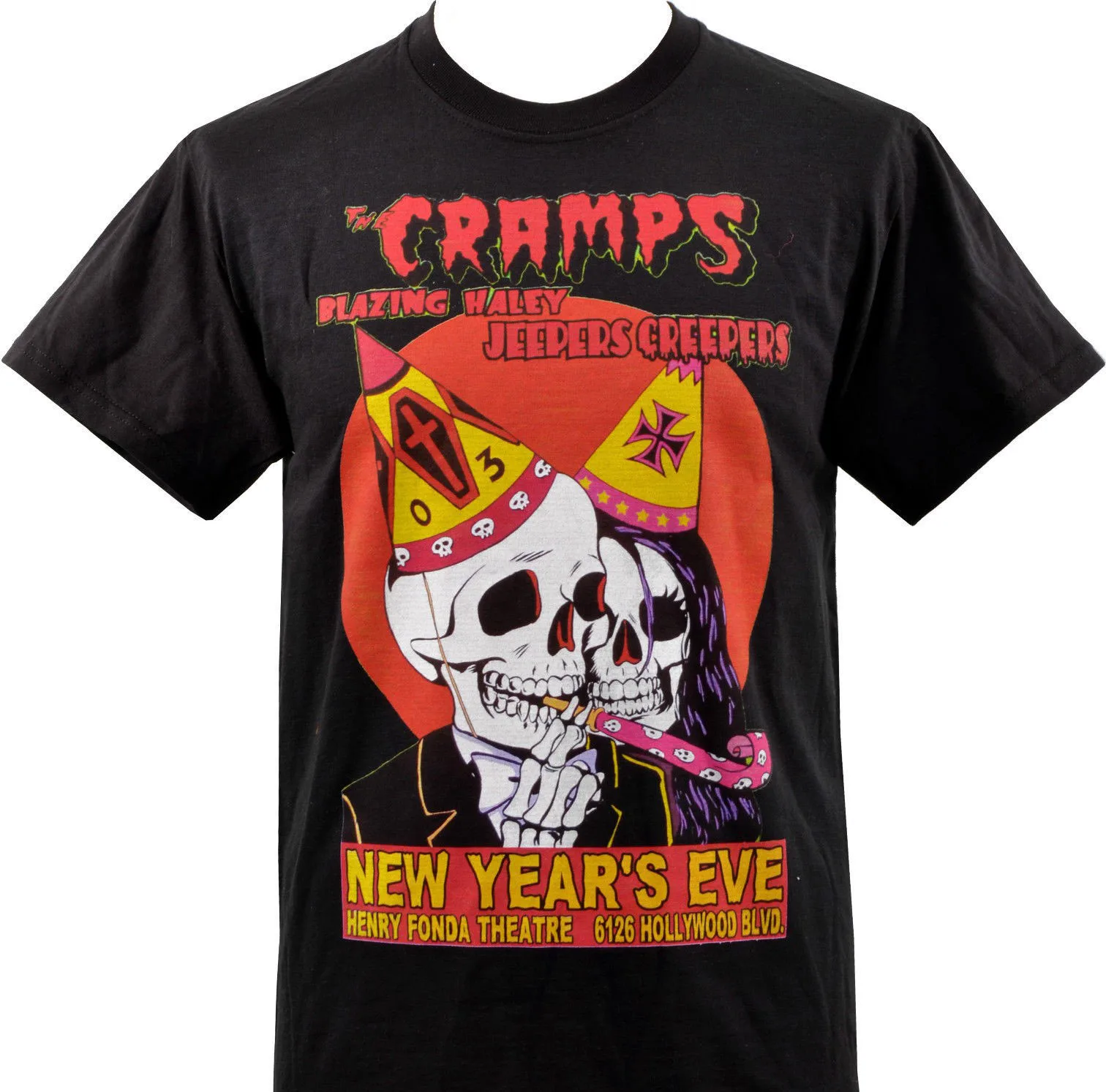 Футболка с принтом короткий рукав Мужская черная футболка Cramps панк Psychobilly Skulls Nye