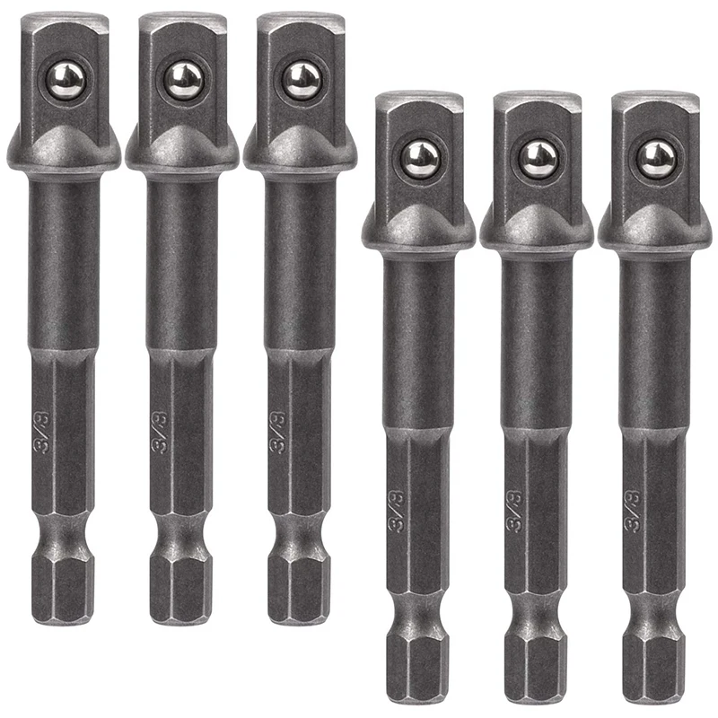 

6 шт 3/8 дюйма (10 мм) набор квадратных головок адаптера, ударные биты питания для автомобильного DIY-1/4 шестигранного хвостовика