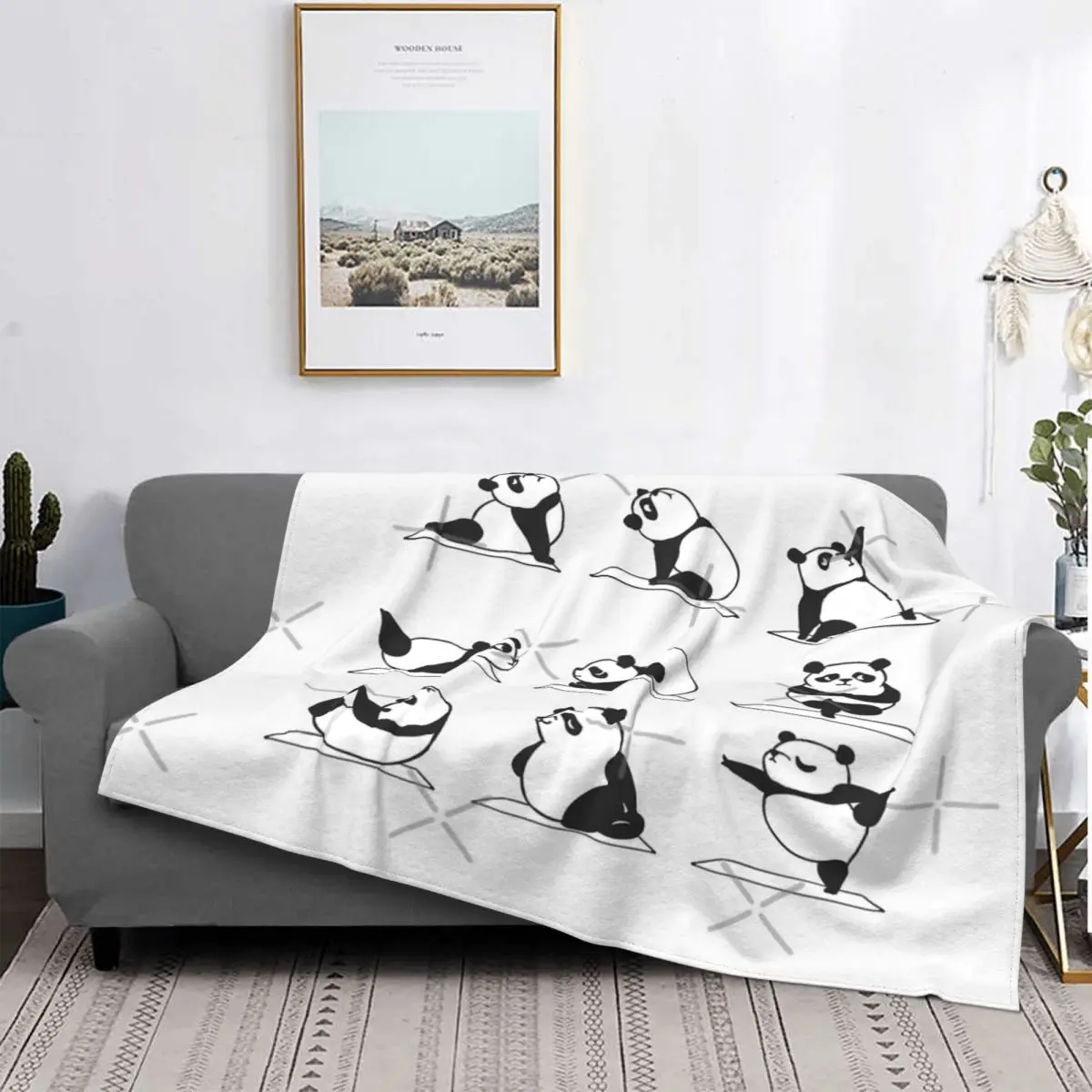 

Manta de Yoga de Panda, colcha para cama a quadros, manta double, colcha de verano