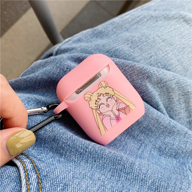 Милый чехол Sailor Moon для Apple Airpods 2 1, мультяшный чехол для Bluetooth наушников, забавный чехол для наушников, коробка для airpod, силиконовый чехол