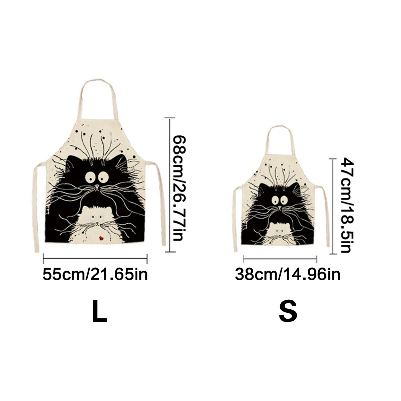 

Popular multi-functional kitchen cotton and hemp apron cute cat daily use