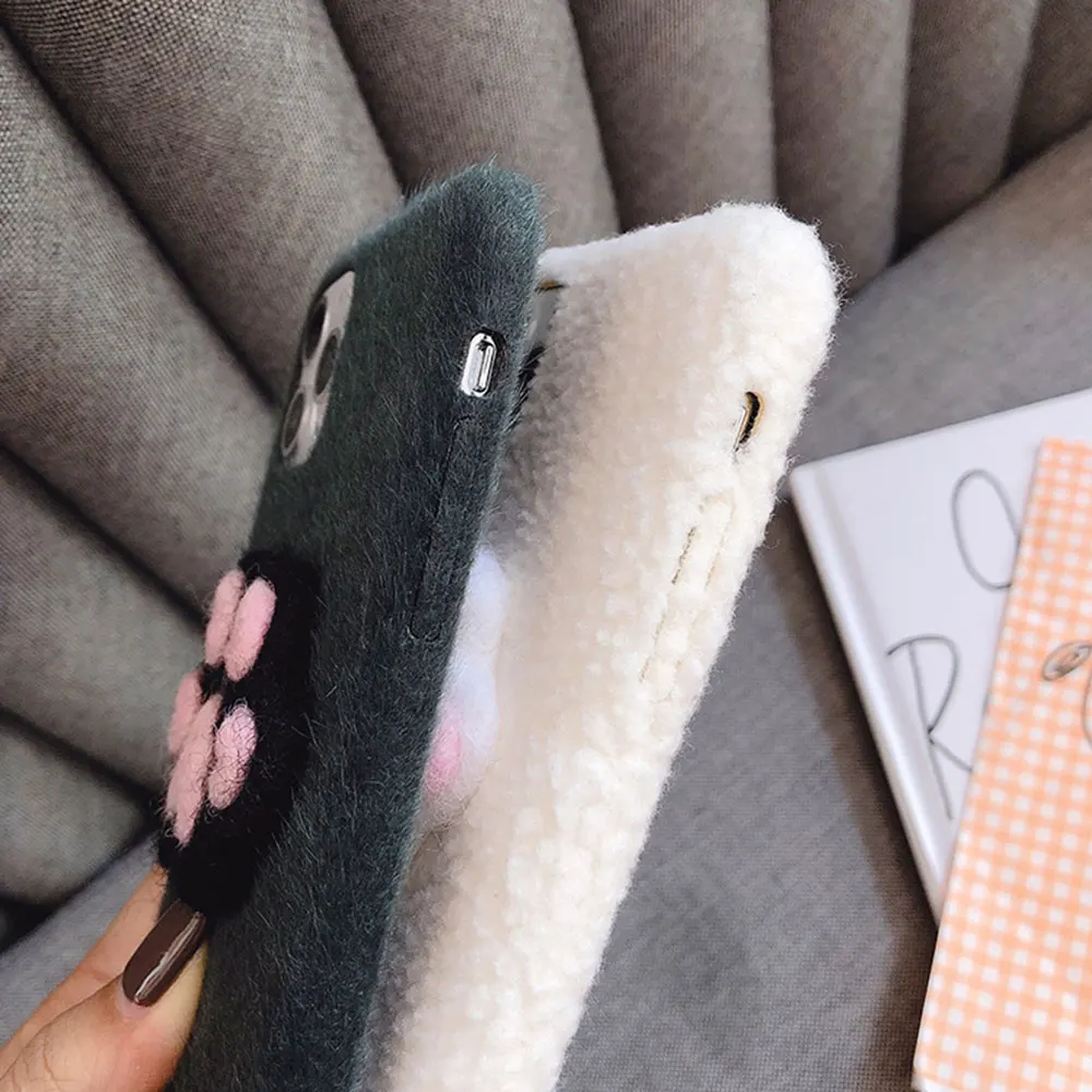 KISSCASE Зимний теплый плюшевый чехол для телефона iPhone 11 Pro Max XR 7 8Plus 6 6s Plus X XS MAX мягкий