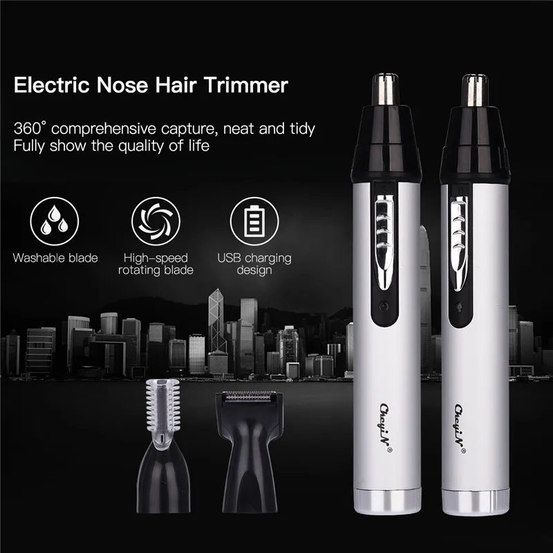 3 in1 Electric Ear Nose Trimmer for Men's Shaver Rechargeable Hair Removal Eyebrow Trimer Safe Lasting Face Care Tool Kit