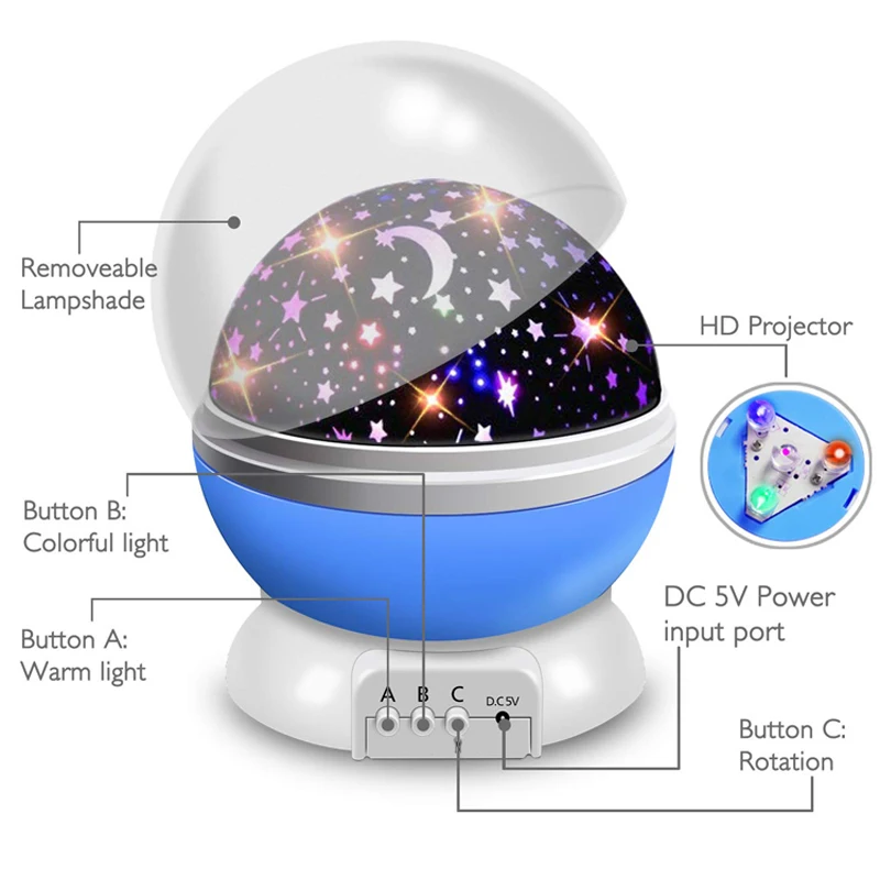 Перезаряжаемый ABS Sky Star светильник ing Master Dream вращающаяся проекционная лампа