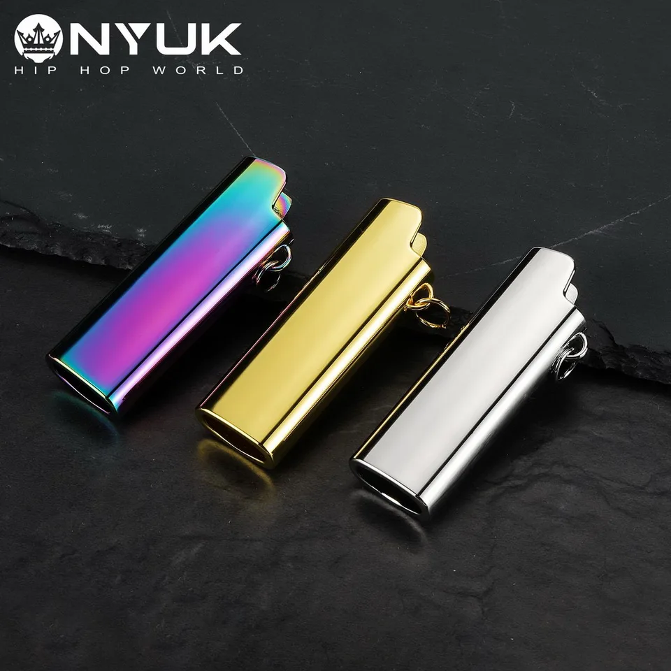 NYUK нестандартная Зажигалка в форме крышки ожерелье кулон модный хип хоп из нержавеющей стали ювелирные изделия для Bic J3 Защита тела длинная цепь