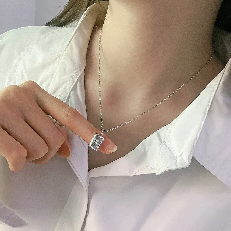 Ожерелье женское из серебра 925 пробы с изумрудной огранкой 12 х8 мм 40 + 5 см|Подвески|