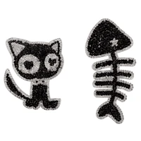 new cat fish animals pattern rhinestone hot drilling shoes and hats bag resin patch patches with diamond clothing stickers