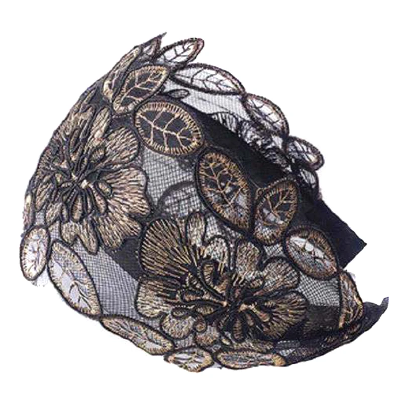 

Newest Floral Non-slip Headband with Tooth Lace Embroidery Wide Hair Band Women Hair Accessories