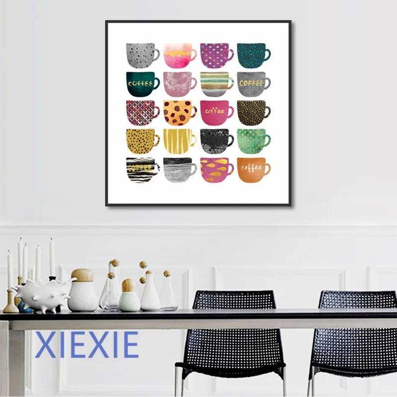 

Minimalist Cartoon Aesthetic Cute Coffee Cups Pictures For Home Wall Art For Living Room Decoration Prints And Posters